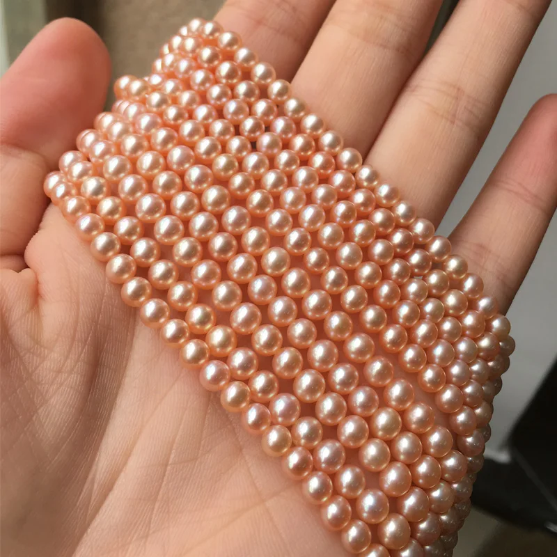 

Freshwater Pearl Necklace Round Shape with Size 4-4.5mm Perfect Luster for Jewelry DIY Loose Freshwater Pearls Strands