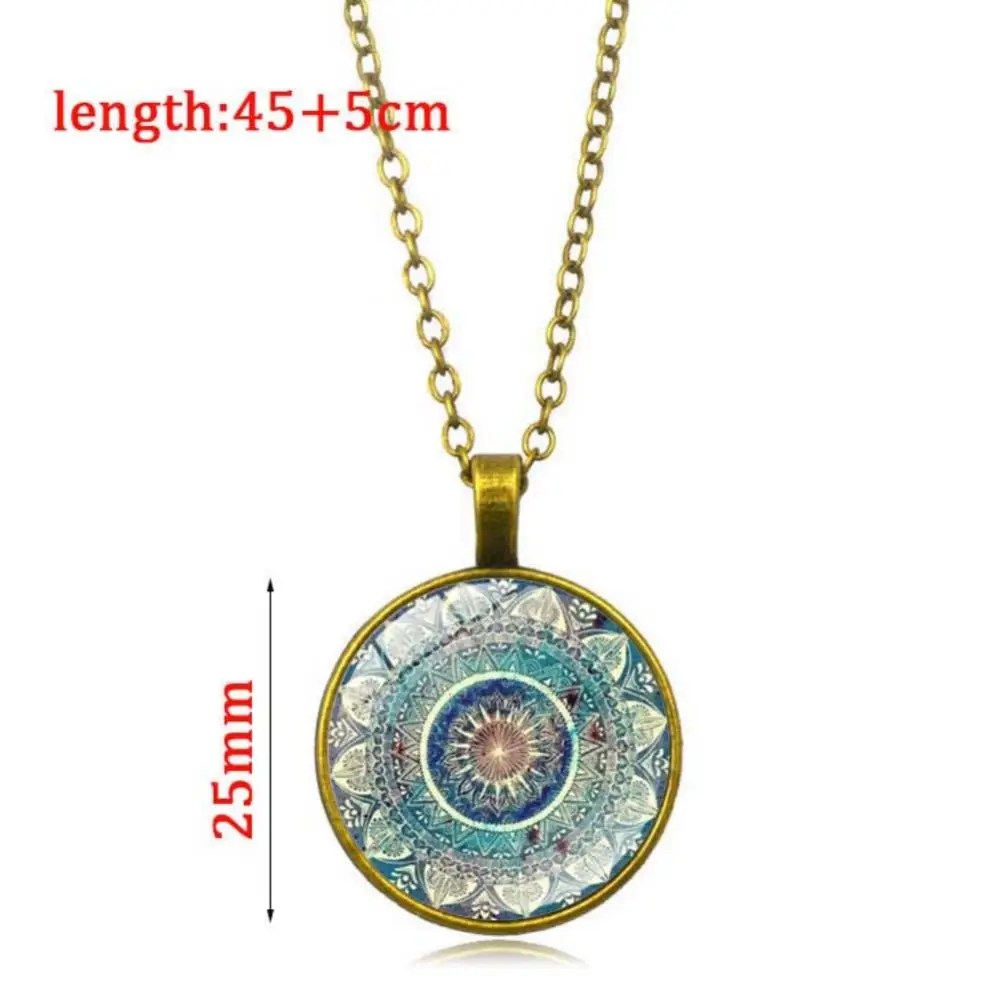 

Hot Sales!! Vintage Women Glass Cabochon Pendant Long Chain Mandala Necklace Jewelry Gift