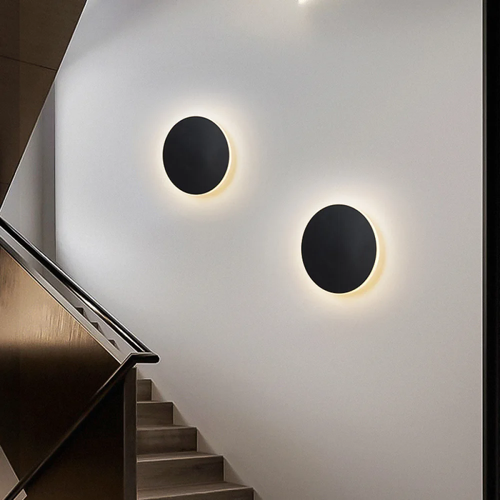 

Modern LED Wall Lamp Living Room Background Wall Bedroom Wood Grain Circular Creative Combination Decorative Atmosphere Lamp