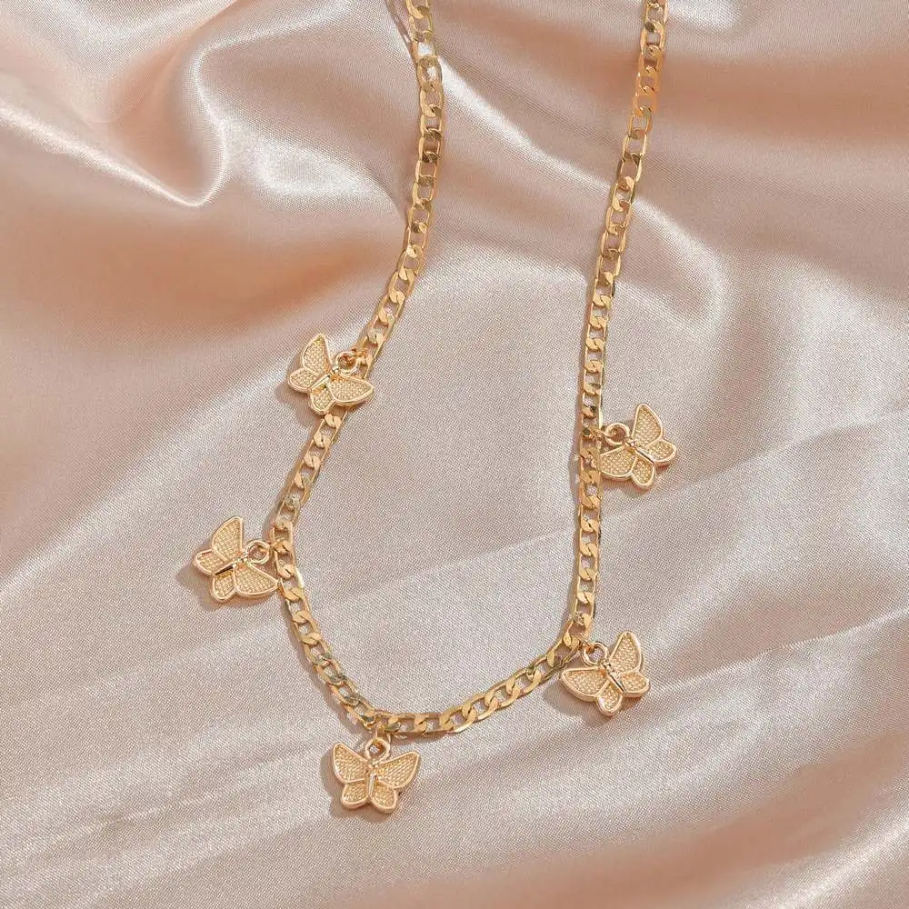 Duoying золотая цепочка с подвеской-бабочкой ожерелье-чокер женское массивное