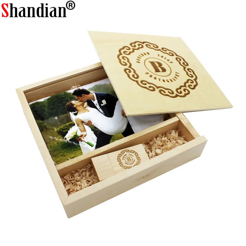 SHANDIAN 1 шт. бесплатный логотип ореховый фотоальбом уникальный деревянный usb +