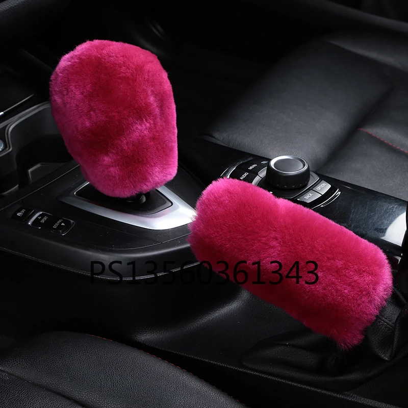 Чехол из чистой шерсти для автомобиля зимний плюшевый чехол рычага переключения