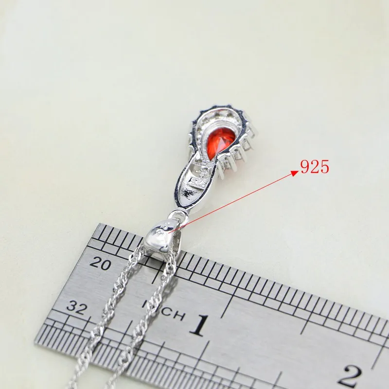 Женский Ювелирный Комплект из сережек и кулонов ювелирный красный гранат с белым