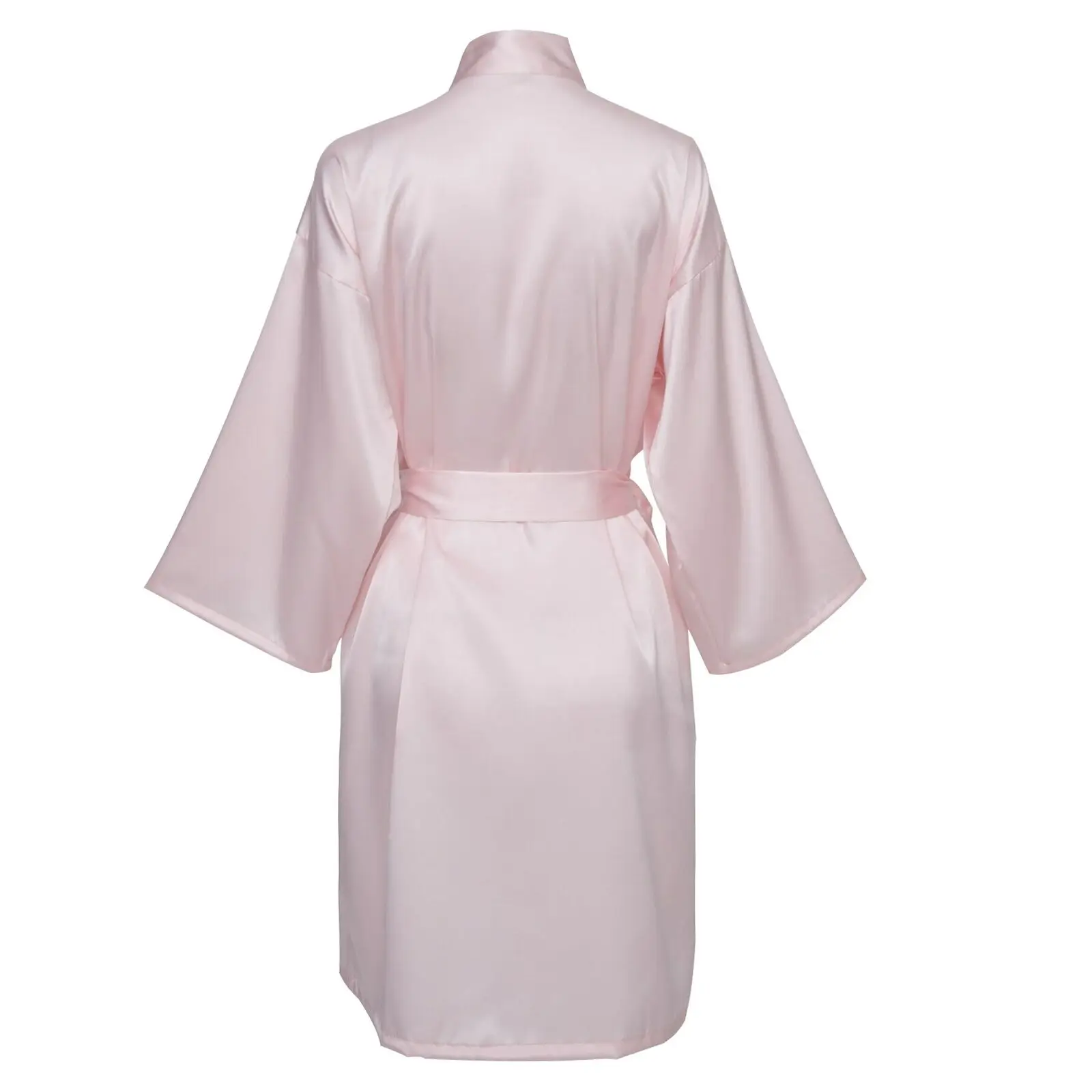 light pink Шёлковый банный халат, Короткая атласная одежда, женская одежда для сна, халат для невесты, подружек невесты, халаты размера плюс, Популярные - Цвет: light pink