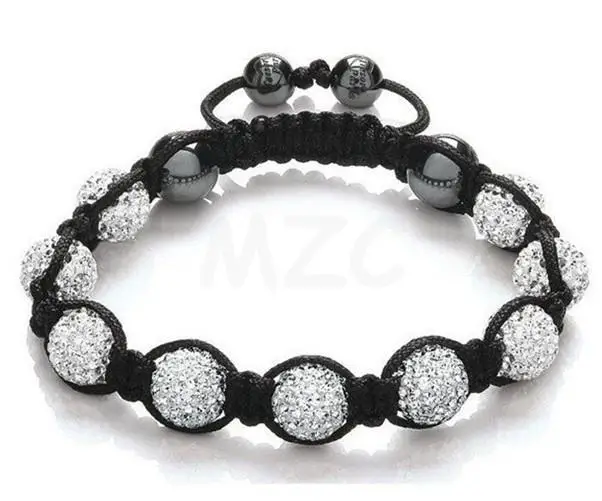 

Free Shipping! 10mm White 9 micro pave CZ Disco Ball Beads 10 Pcs/lot crystal Bracelet gdf23