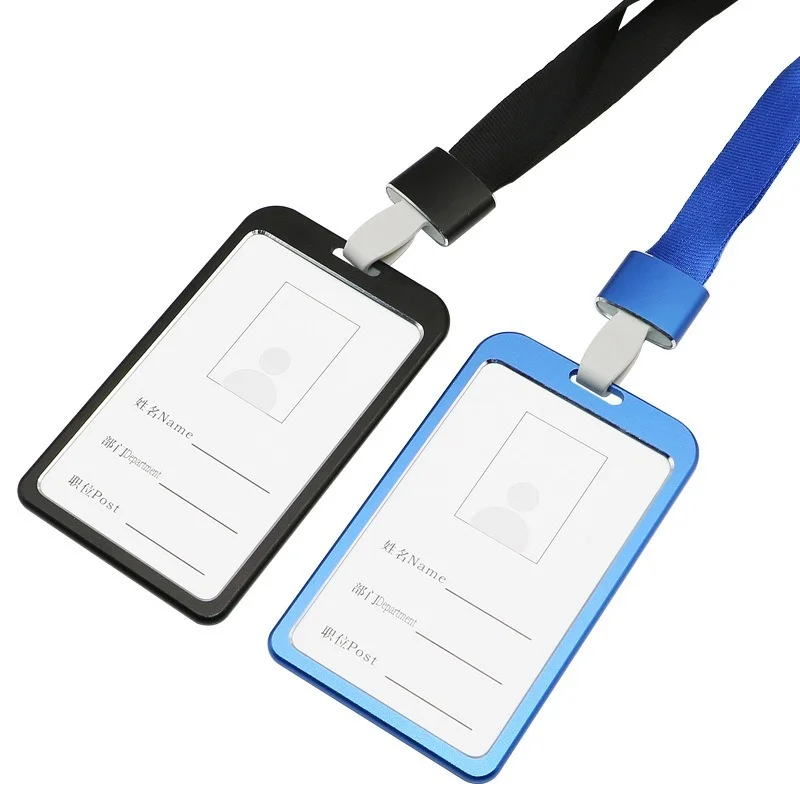 

Multicolor Metal Student Employee Work ID Card Holder with Lanyard Bank Business Office Bus Credit Card Cover Accessories