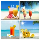5d Алмазная мозаика, полная Алмазная вышивка, 4 шт., Летний пляж, фруктовый сок, квадратная алмазная живопись, вышивка крестиком
