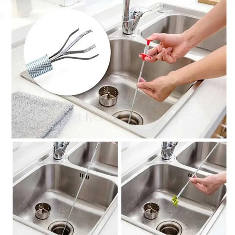 

1 шт., пружина для шланга, выдвижной четырёхкулачковый захват, дренажный змеевидный пружинный инструмент для дренажа труб, дренажный инстру...