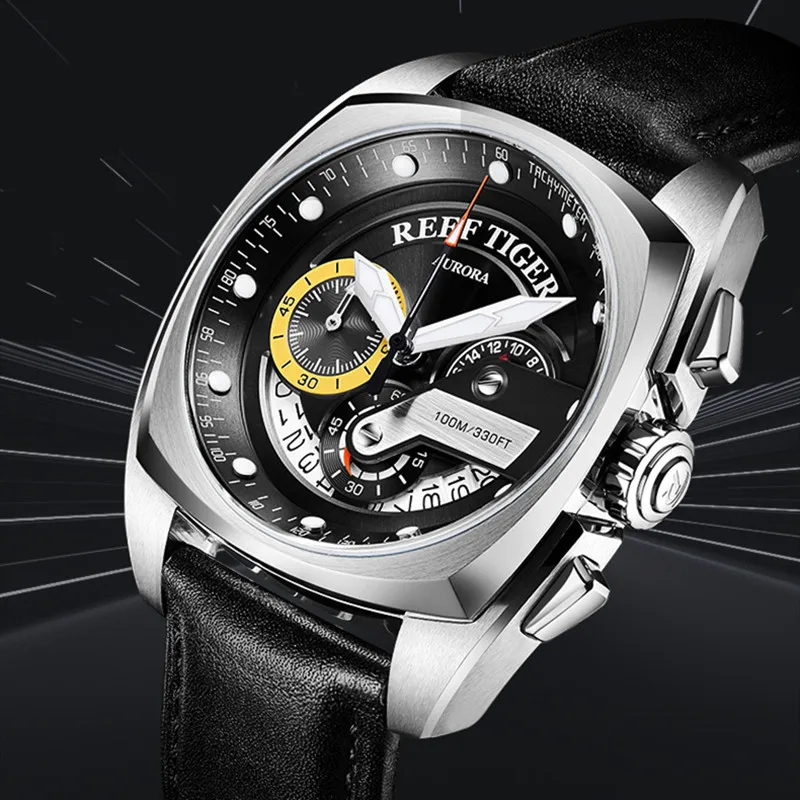 Часы Reloj Hombre 2020 Reef Tiger/RT спортивные часы ведущей марки для мужчин роскошные черные