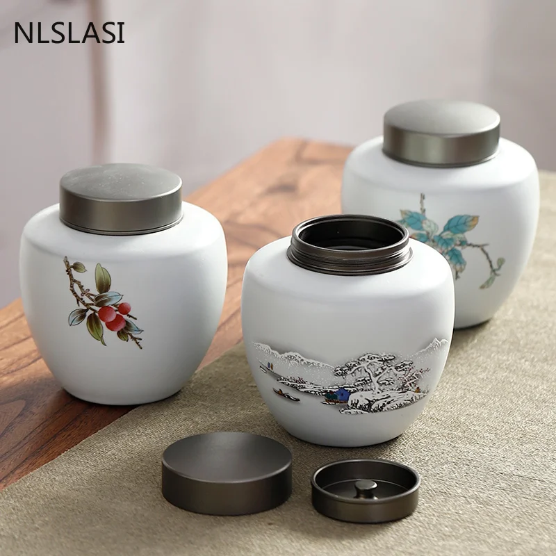 

Большая Керамическая чайная корзина, домашняя герметичная банка Oolong Tieguanyin, кофейная канистра, органайзер для специй, дорожный контейнер дл...