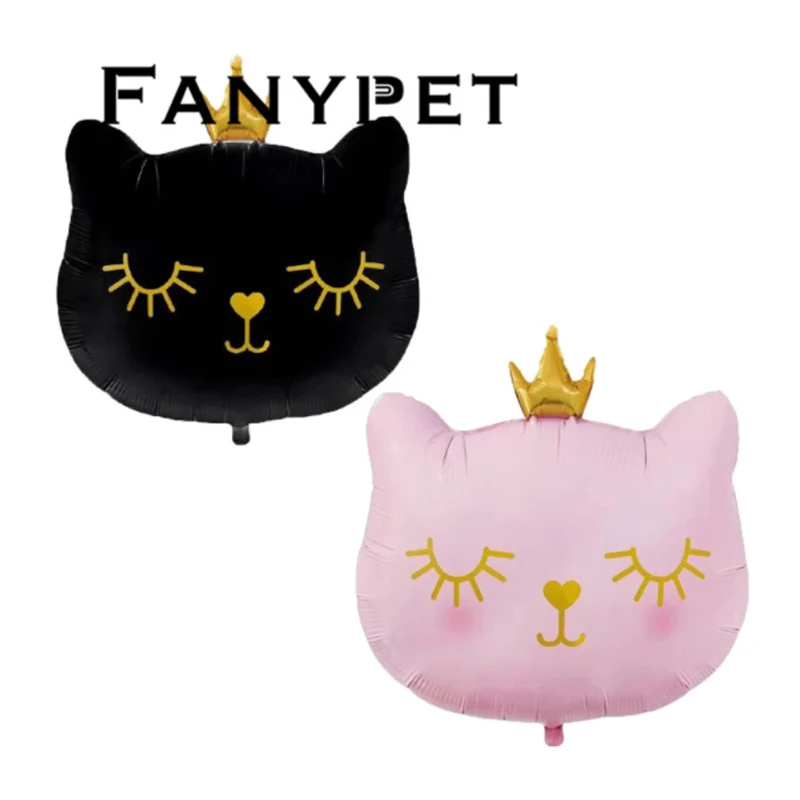 10 Uds gran corona gato globo de la cabeza Globos de papel de aluminio de gato lindo globo de helio de cumplea&ntilde;os decoraci&oacute;n infantil de juguetes Globos proveedor para eventos y fiestas-1