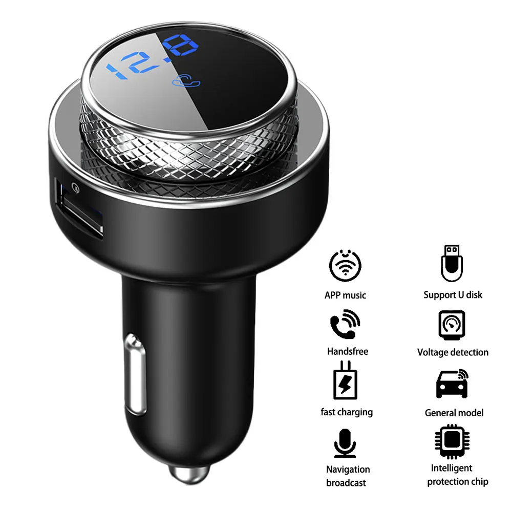 

FM Transmitter Bluetooth-compatible MP3 Player USB QC3.0 U Disk Lossless Music Player Fast Charger Handsfree Wireless Car Kit
