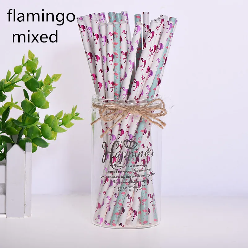 flamingo mixed 25 шт торт Топпер бумажные соломинки с фламинго для дня рождения украшения дети взрослые выпускные поставки одноразовые Коктейльные трубочки - Цвет: flamingo mixed