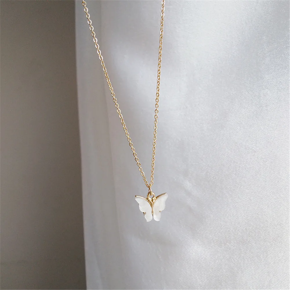 Шамир бабочка Форма цепочка ожерелье ключица Женские туфли на плоской подошве