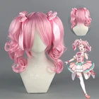 Аниме челка мечта! Maruyama Aya Косплей розовые вьющиеся парики двойные конские хвосты термостойкие волосы + розовые ленты