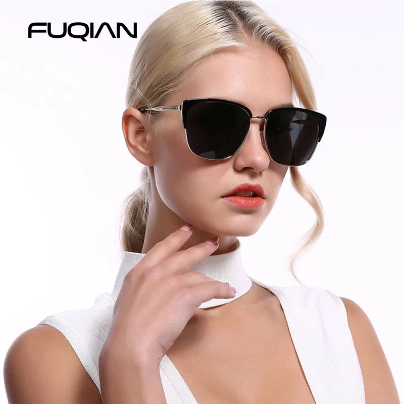 Женские квадратные поляризованные солнцезащитные очки FUQIAN брендовые