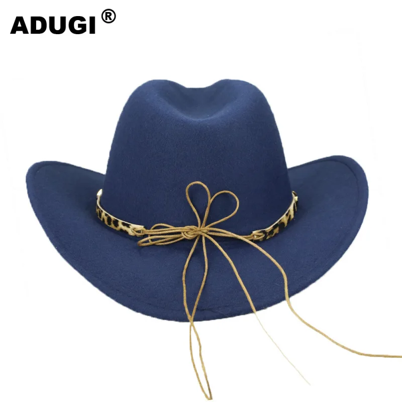 Мужская и Женская Ковбойская шляпа ADUGI леопардовая шерстяная В рыцарском стиле с