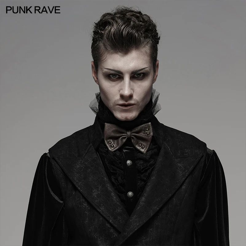 Панк рейв для мужчин стимпанк Винтаж PU кожаный галстук-бабочка Викторианский