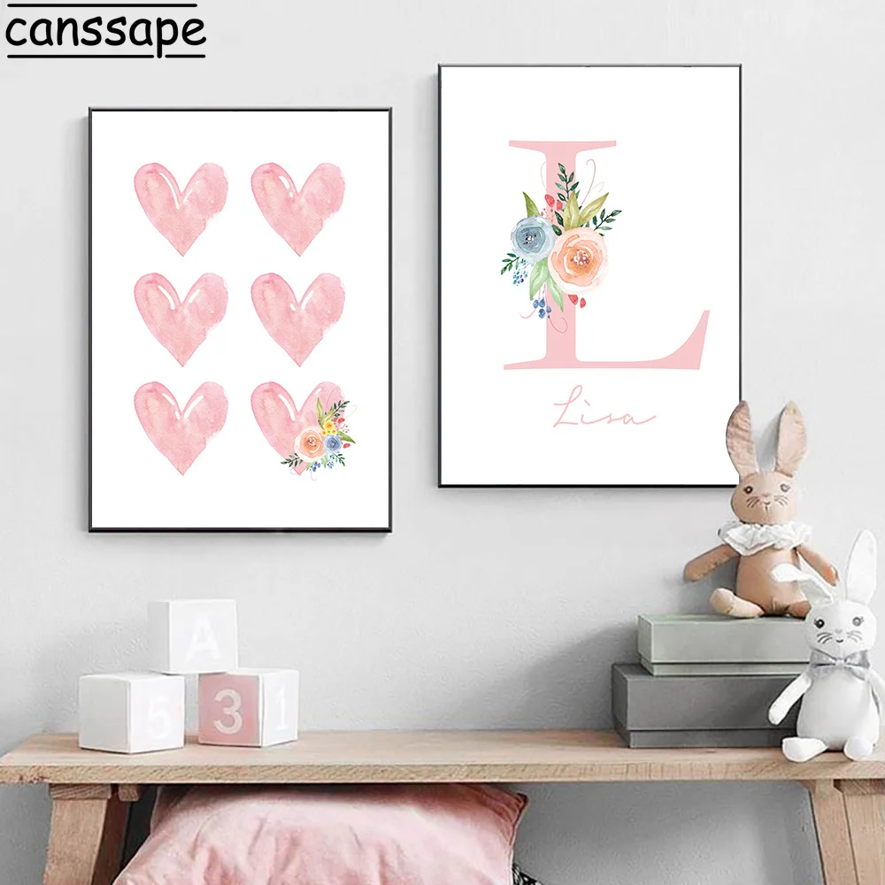 Настенный постер с именем на заказ Настенная картина розового сердца постеры