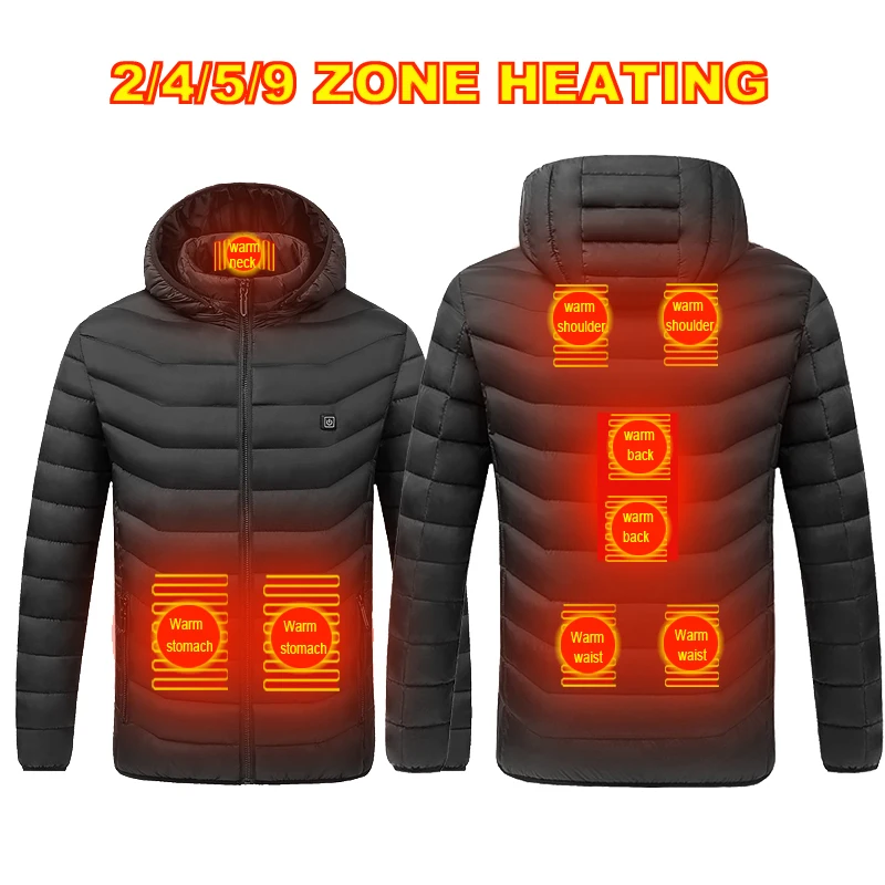 

Куртка с подогревом на 2/4/5/9 места, мужская, зимняя, уличная, умная, с подогревом, хлопковая, женская, электрическая, с USB-зарядкой, водонепрони...