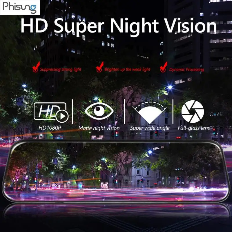 Phisung H58 9,6" поток медиа зеркало заднего вида DVR камера 1080P Full HD 4G Android 5,1 gps WiFi ADAS видеорегистратор видеомагнитофон