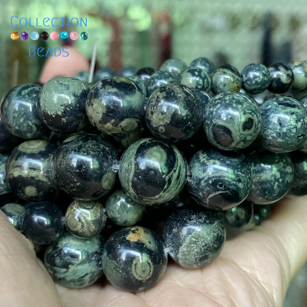 Натуральные круглые бусины Rhyolite Jaspers россыпью для изготовления ювелирных
