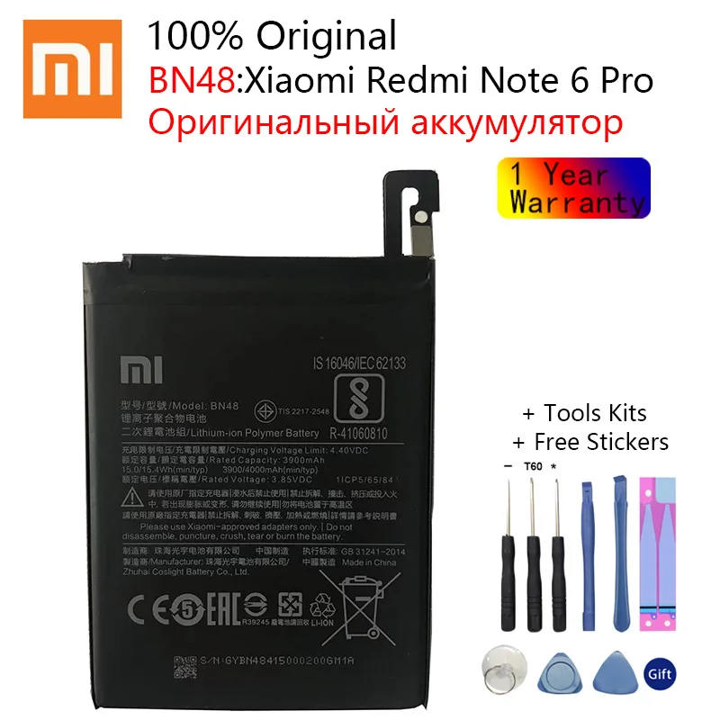 

Original Phone Battery for Redmi Note 6 Pro Battery Xiaomi redmi Note 6 Pro BN48 Batteries Red rice Note6 Pro bateria Battery