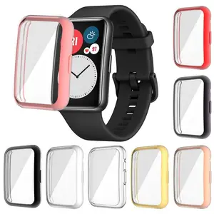anti scratch full edge smart bracelet protective case cover for huawei watch fit wearable devices accessories free global shipping