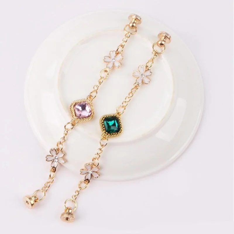 

Цепочка для стразы, из сплава, блестящая, фиолетово-зеленая, для самостоятельного изготовления телефонов, чехол, украшение, 1 шт., 14,7 см