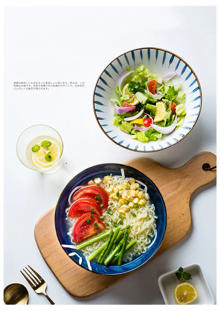 1 шт. Kinglang, японский стиль, миска ramen, миска для супа, Салатница, Бытовая Керамическая большая миска, индивидуальная, легко моющаяся, миска для лапши