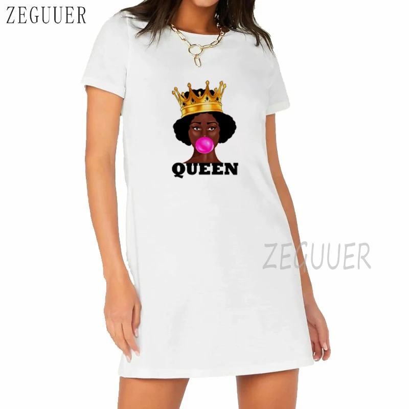 

Черные модные женские длинные футболки Melanin для девушек, платье-футболка с принтом, свободные однотонные Топы с коротким рукавом, повседнев...