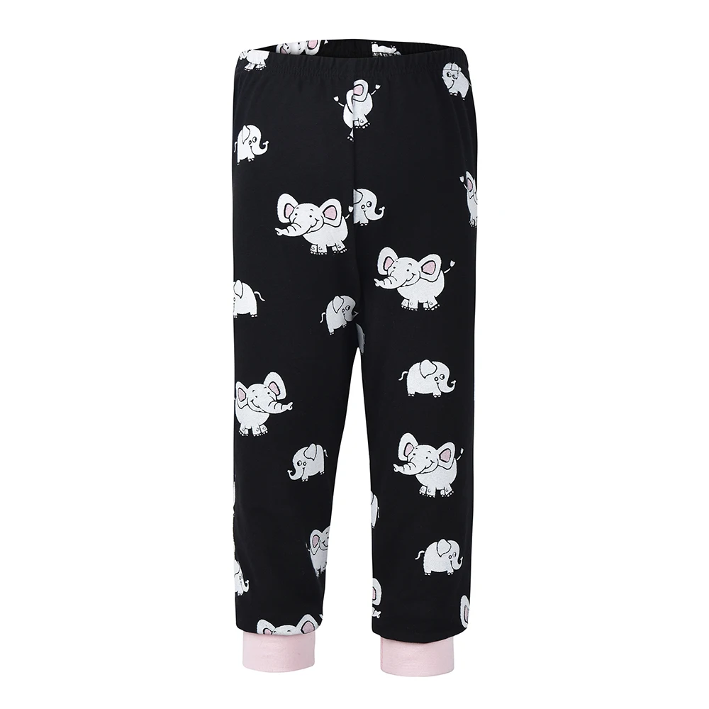 Для девочек пижама комплект одежды для сна с длинными рукавами и принтом слона