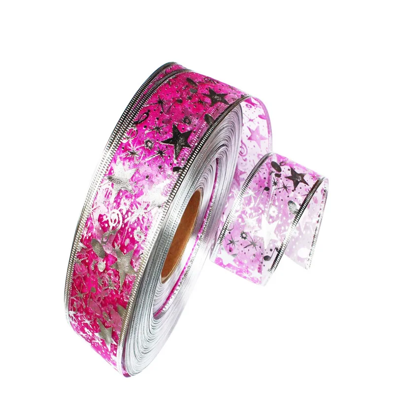 Лента из органзы со звездочками для творчества 2 ярда украшения на день рождения