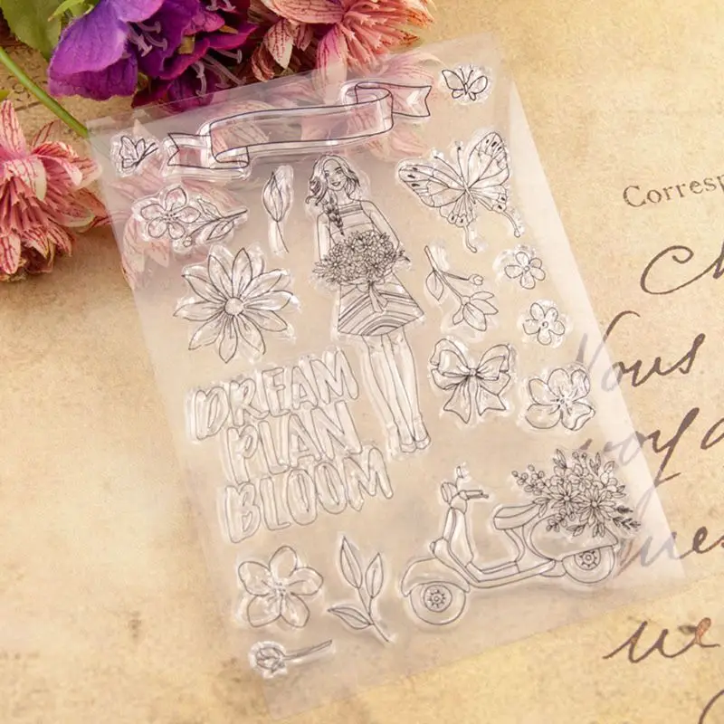 Цветочная девушка печать штамп с вырезанными штампами набор трафаретов Сделай