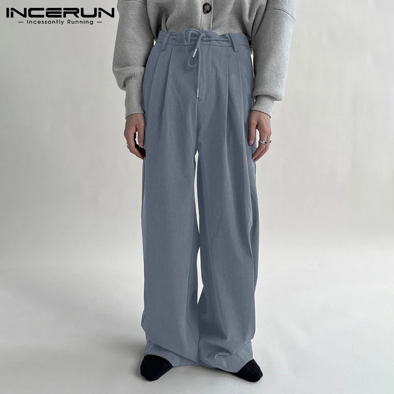 

INCERUN 2022 Men Casual Pants Solid Color Drawstring Streetwear Joggers Baggy Fashion Trousers Men Pockets Fashion Pants S-5XL 7