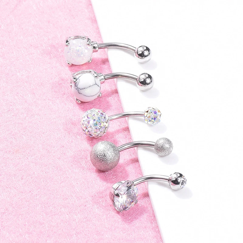 

5/10pcs/lot Stainless Steel Crystal Navel Piercings Navel & Belly Button Rings Navel Bar Piercings Gem Piercing Ombligo
