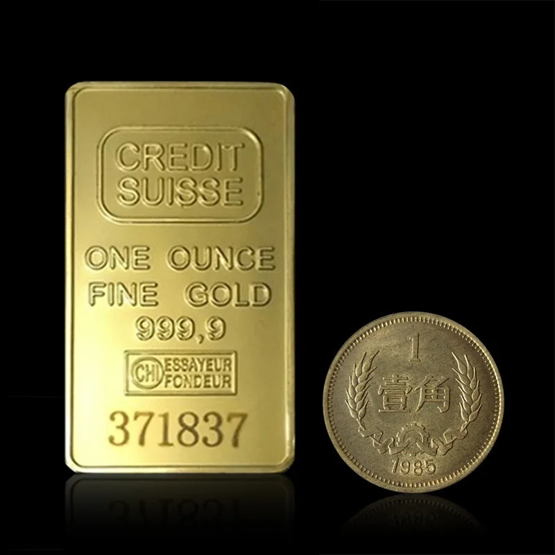 50*28 мм 24ct Позолоченные памятные монеты слоистые слитки бар Швейцария слиток бар современное искусство памятные монеты Реплика