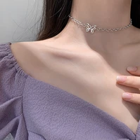 2021 france fashion women silver plated hollow out butterfly necklace for women party exquisite clavicular chain wedding jewelry