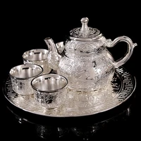 6 piece european style bronze tea set retro metal teapot teacup set alloy teacup wine glass with tray teapot birthday gift box
