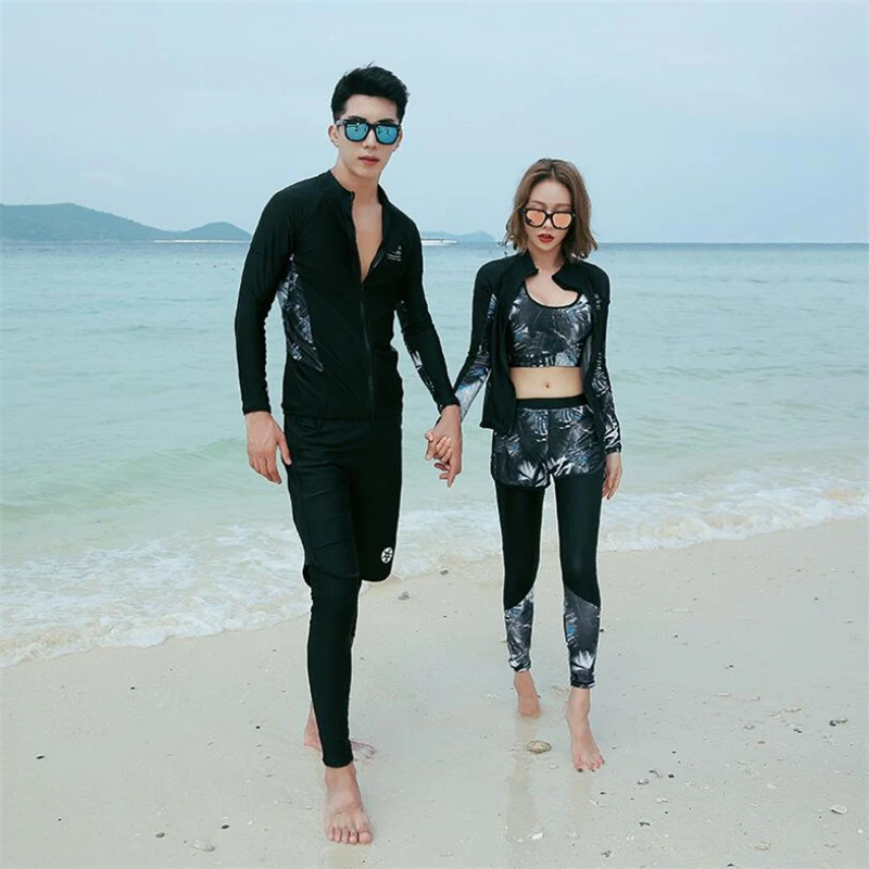 

2022 корейские мужские и женские плавательные костюмы, куртка + брюки + кроп + шорты, парный купальник, одежда для серфинга и дайвинга