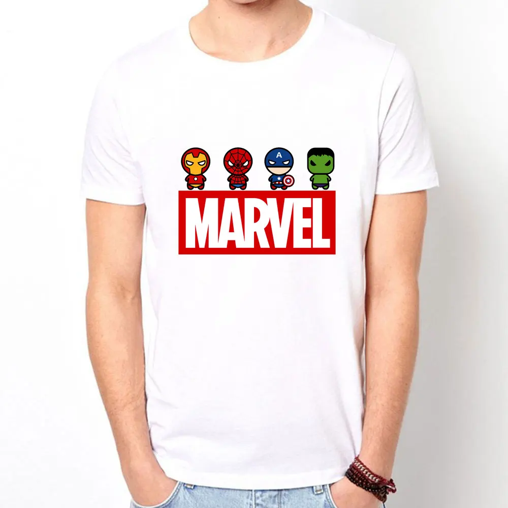 Мстители 2019 новая модная футболка Marvel с коротким рукавом Мужская принтом