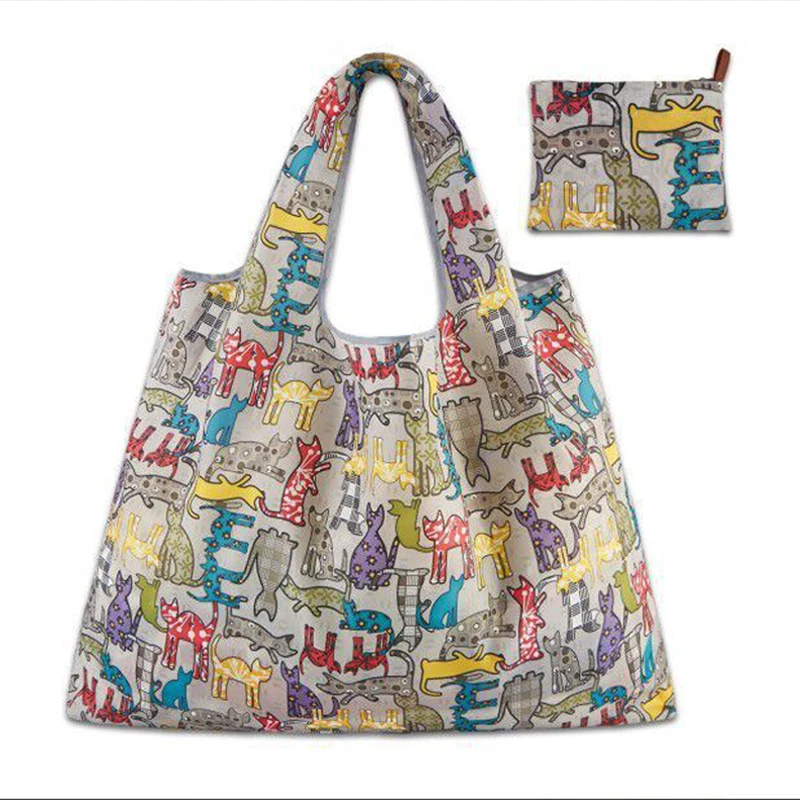 

6 Colors Foldable Handy Shopping Bag Waterproof Reusable Tote High Capacity Handbags Home Storage Organization Bag Portable