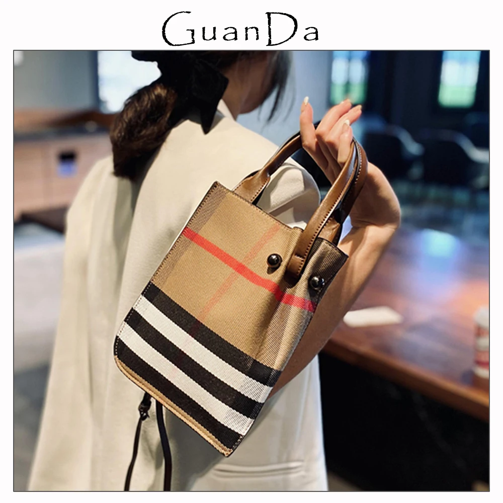 

Luxury Ruched Irregular Small Canvas Leather Women Bag Korea Fashion Ladies Tote Plaid Phone Shoulder Purse Handbag With Handle