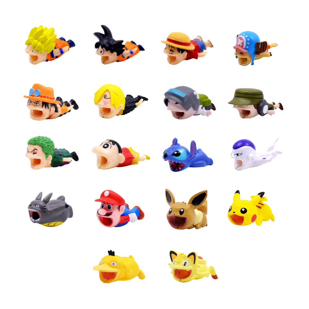 Чипаль милый аниме укуса провода намотки для iPhone USB кабель протектор Организатор