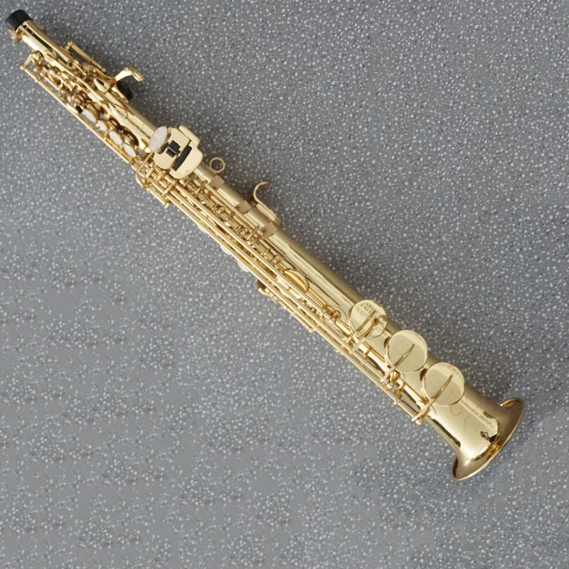Латунный прямой сопрано саксофон Bb B плоский деревянный духовой инструмент