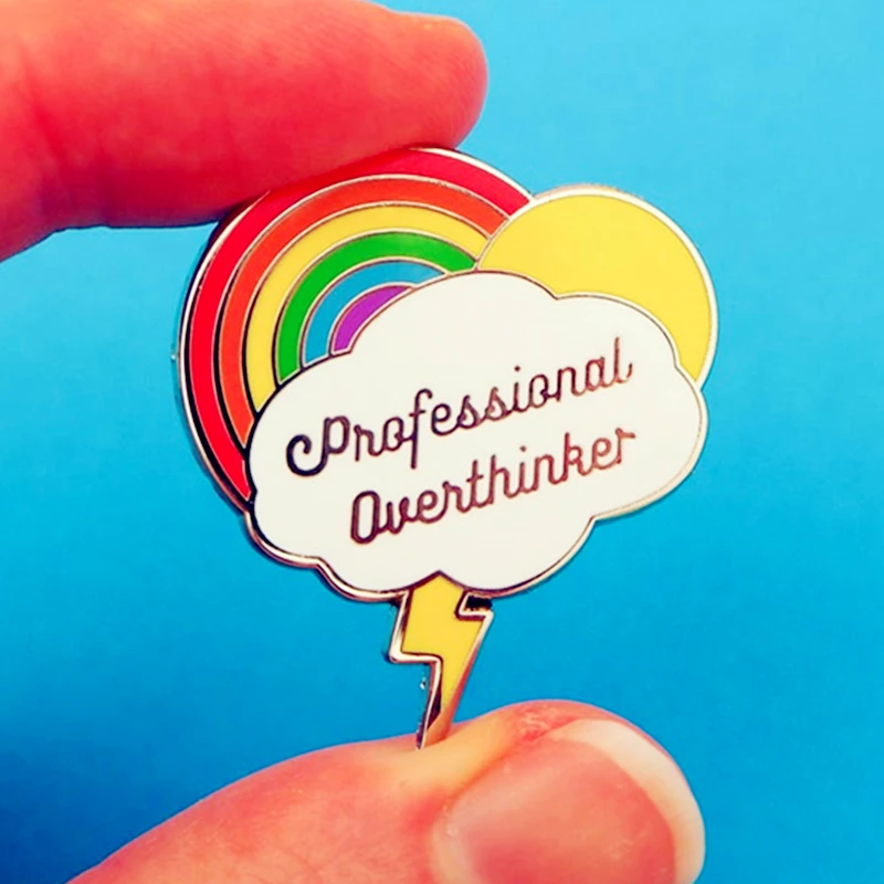 Профессиональная брошь Overthinker Rainbow Mental Health, эмалированные металлические значки, броши на лацкан, модные ювелирные изделия, аксессуары