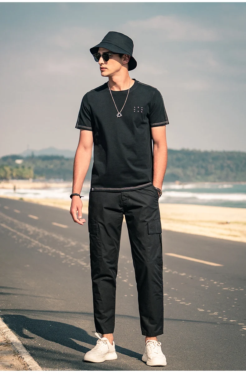 

YTX438 Heavy and thick Amoi youth casual simple embroidery men's short-sleeved T-shirt 2021