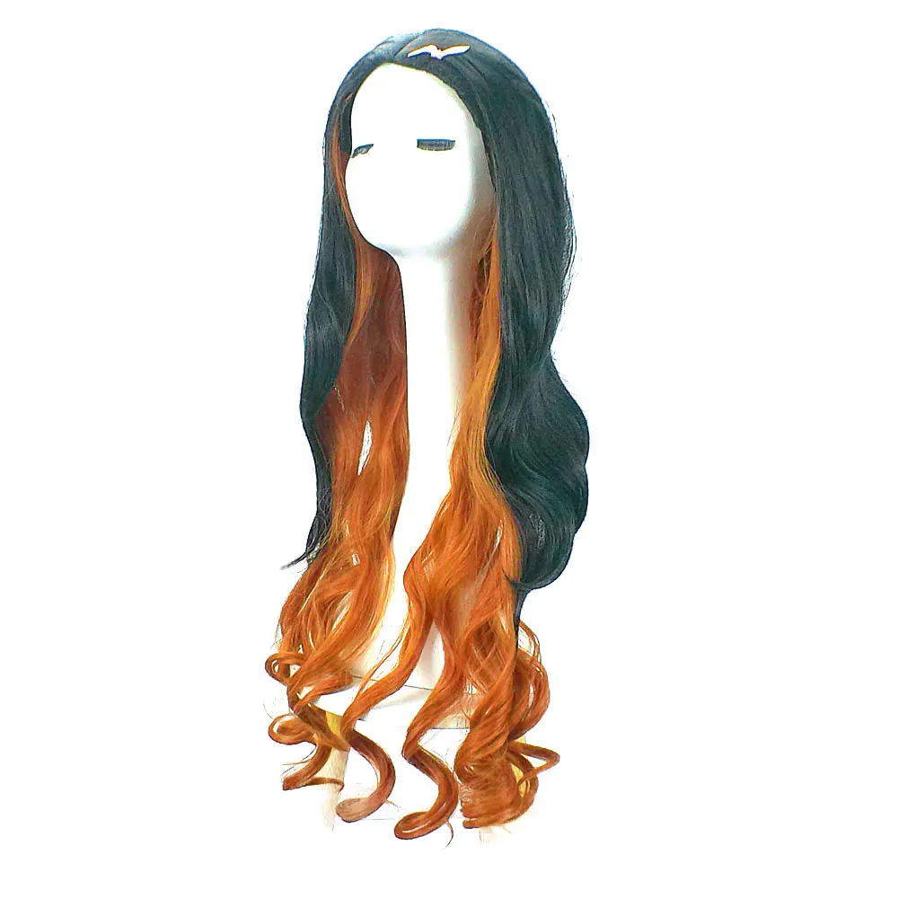 

Kimetsu no Yaiba cosplay wig, brown and yellow long curly hair,anime Harajuku wig girl braided hair styling tool accessories set