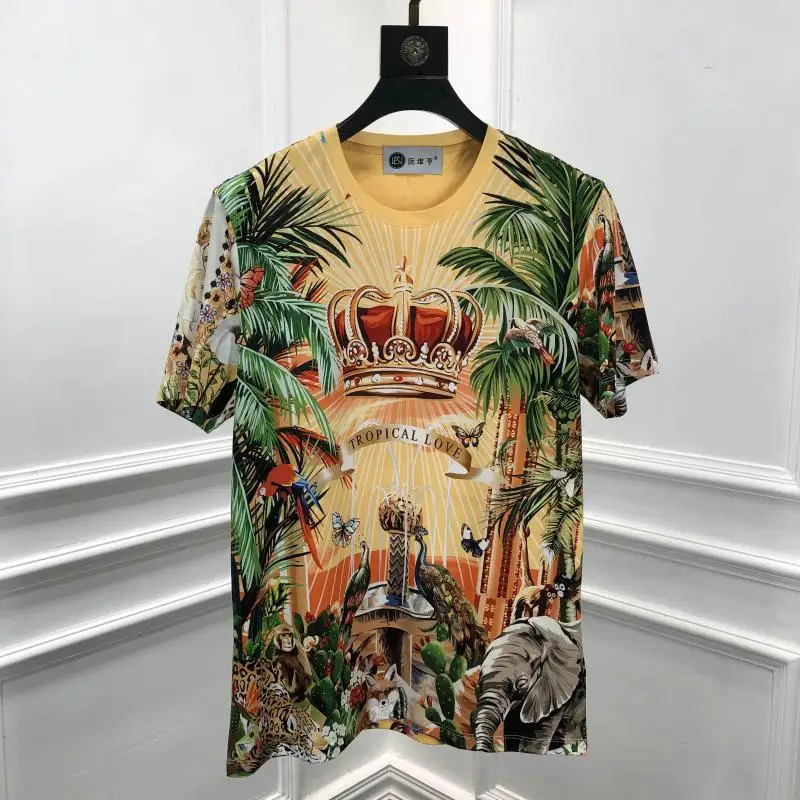 

2020 осень 19fw новые модные футболки с принтом королевской короны футболка с буквенным принтом для мужчин хлопковая известная брендовая одежд...