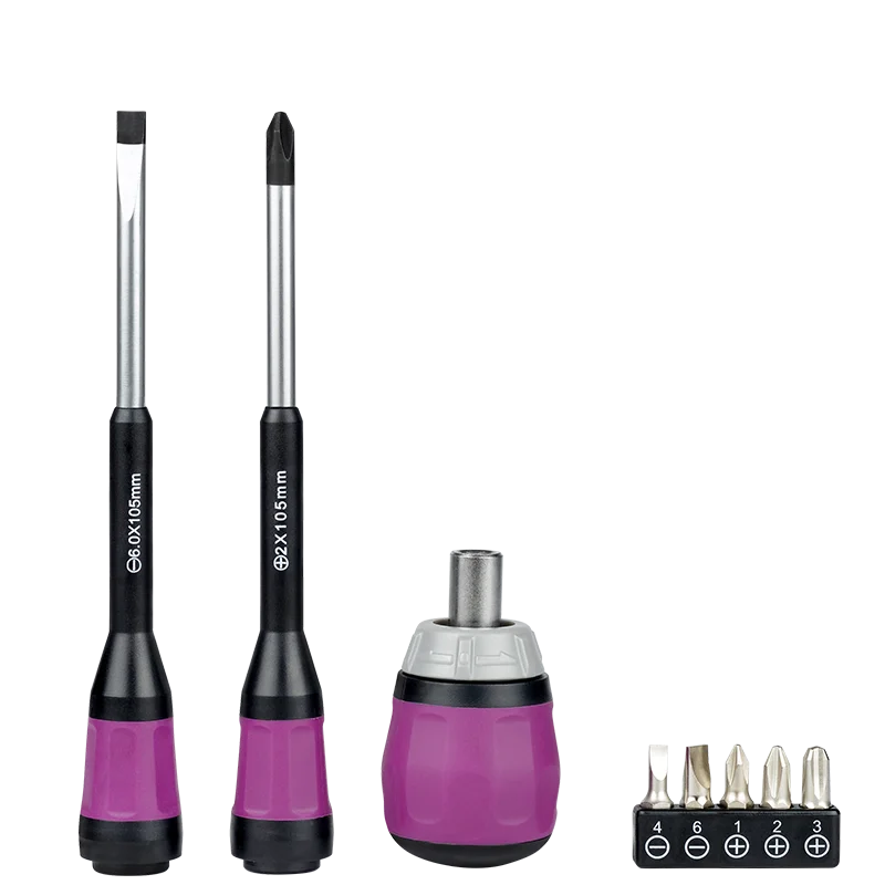 

Ratchet Screwdriver Set 7 In 1 Replaceable Magnetic Bits Cross Slotted Head Screwdriver with bits Repair Hand Tools